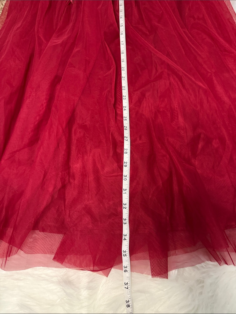 Listicle Red Tulle Size Small Spaghetti Strap Midi Party Holiday Formal Dress - Picture 7 of 8